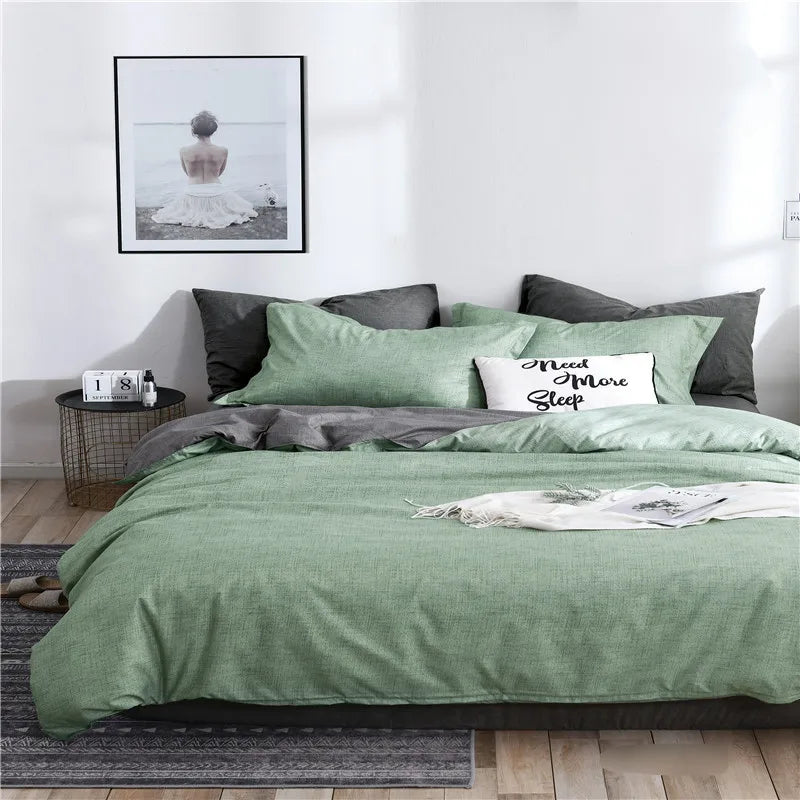 Afralia™ Solid Color Quilt Cover Set, Polyester Single Double Bedding with Pillowcases