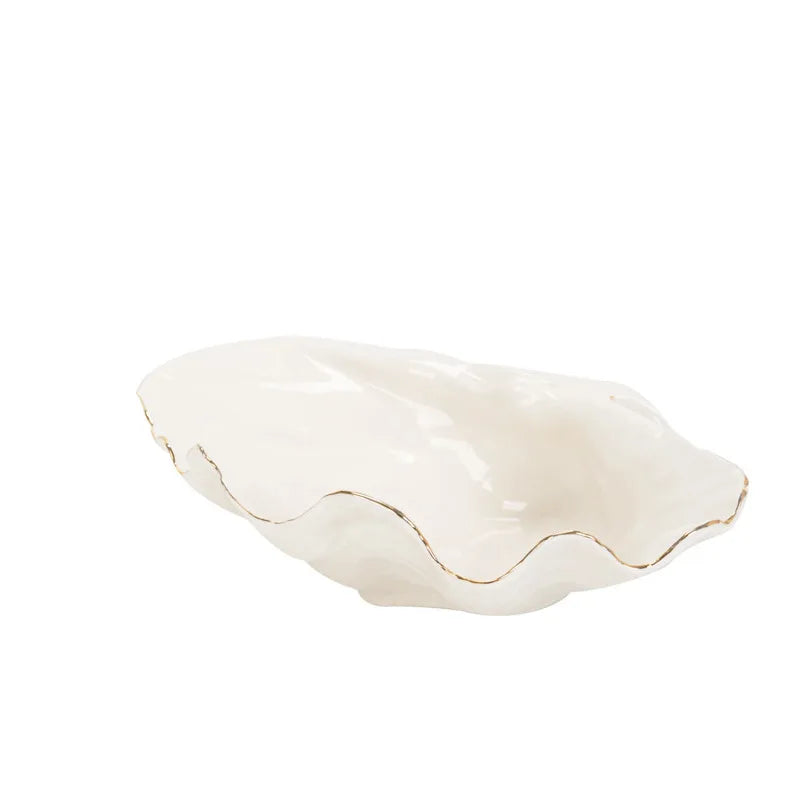 Afralia™ Gold Ceramic Seashell Bowl: Luxe Decorative Storage Tray for Candy, Fruit, Jewelry