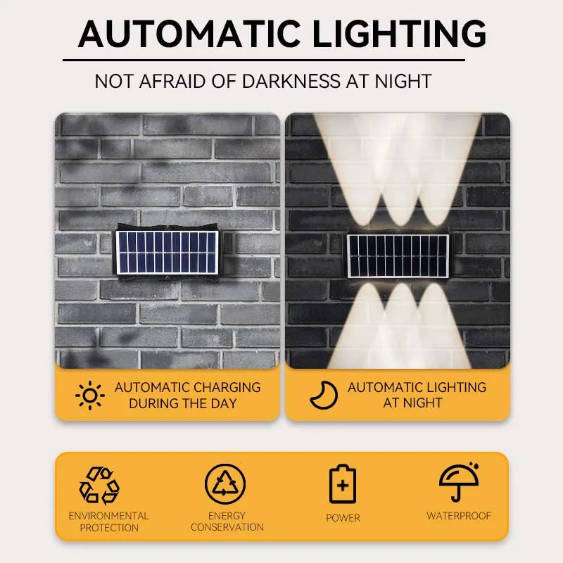 Afralia™ Solar Wall Lamp - Warm Light, Waterproof, Up/Down Lighting for Balcony, Yard, Garden