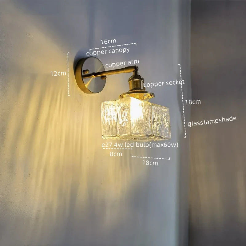 Afralia™ Glass Copper LED Wall Lamp Modern Corridor Bedside Light