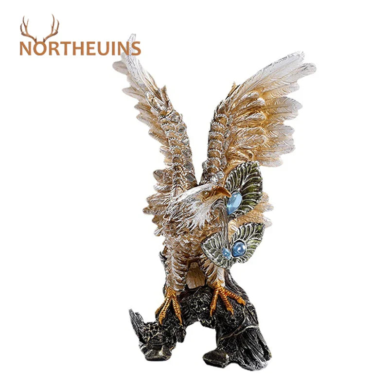 Afralia™ Golden Eagle Resin Figurines for Home Office Feng Shui Decor