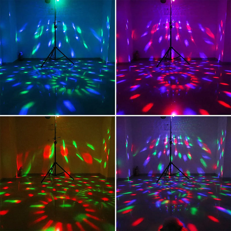 Afralia™ RGB Rotating Disco Ball Light - Sound Activated Party Strobe Lamp