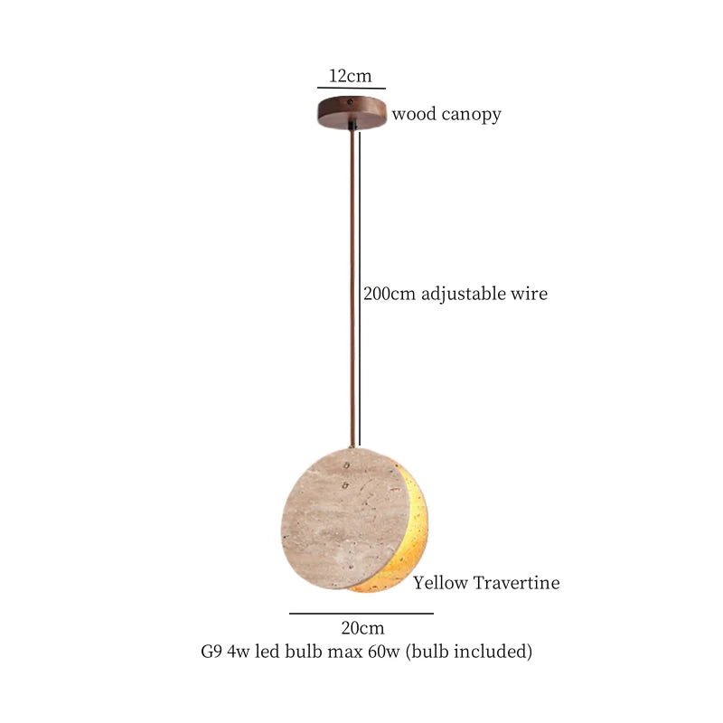Afralia™ Yellow Travertine Cylinder Stone LED Pendant Lights for Interior Lighting