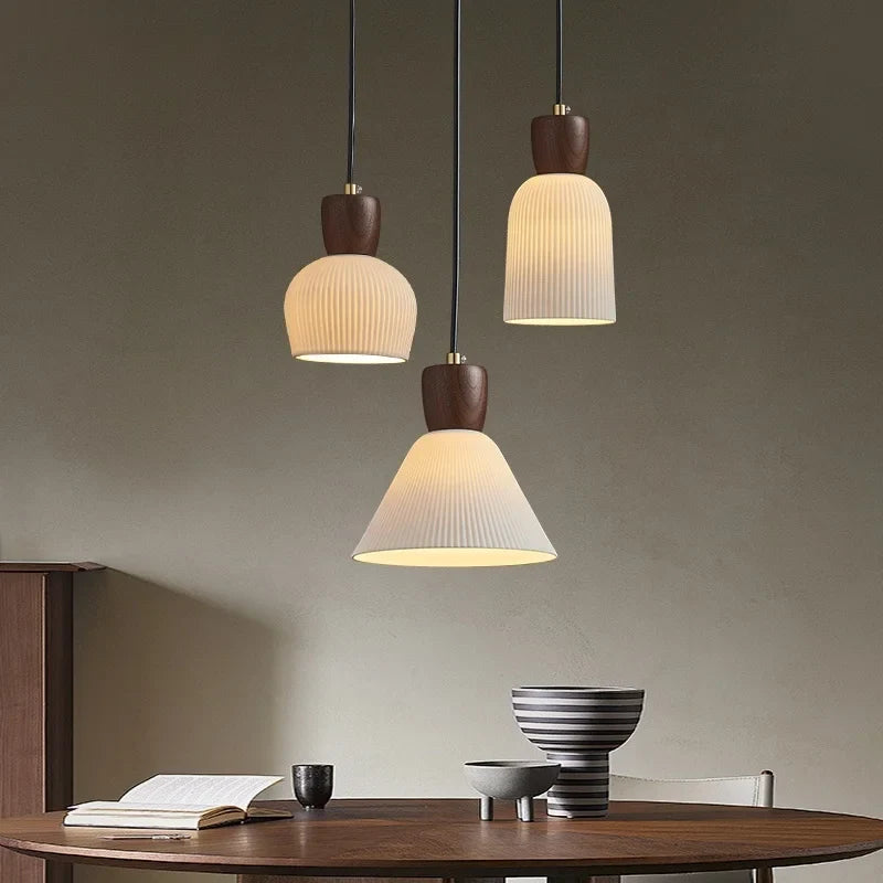Afralia™ Nordic White Ceramic LED Pendant Light for Modern Living Spaces