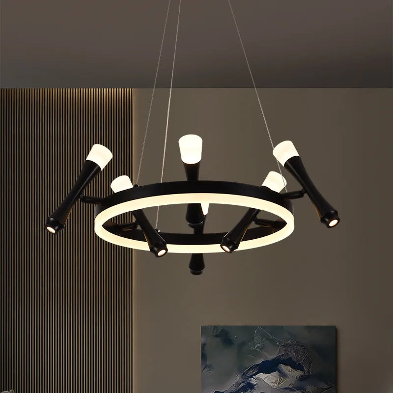 Afralia™ Nordic Minimalist Rotating Ring Chandelier for Living Room Dining Study