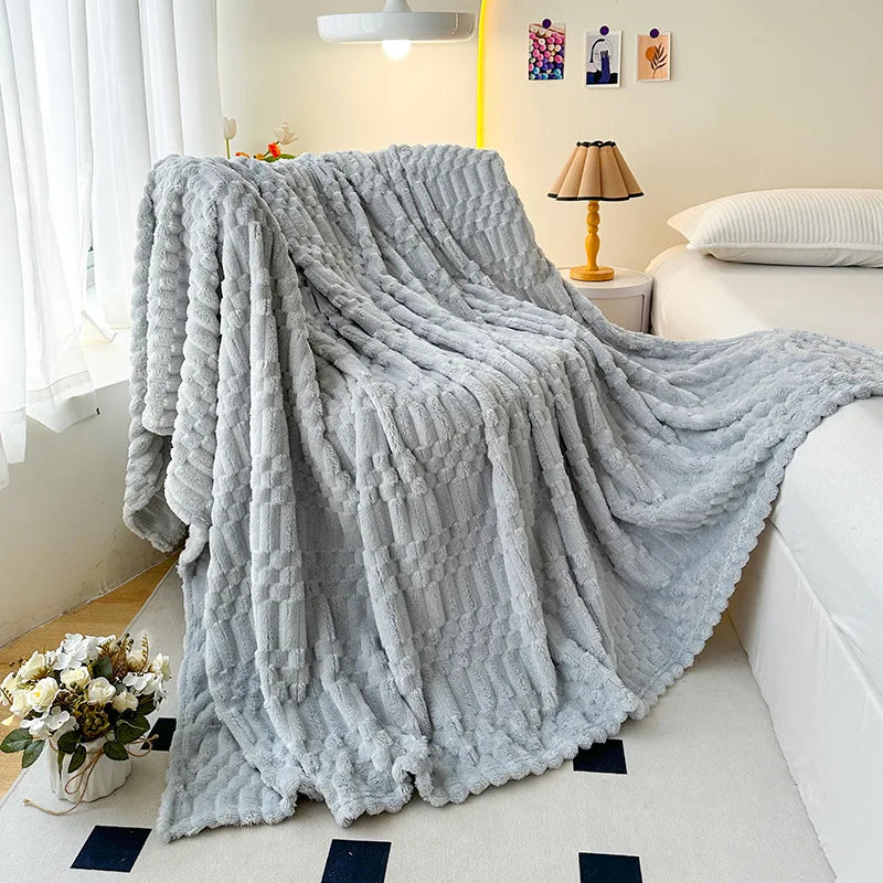Afralia™ Flannel Sofa Cover Blanket | Soft Nordic Style for Single Double Beds