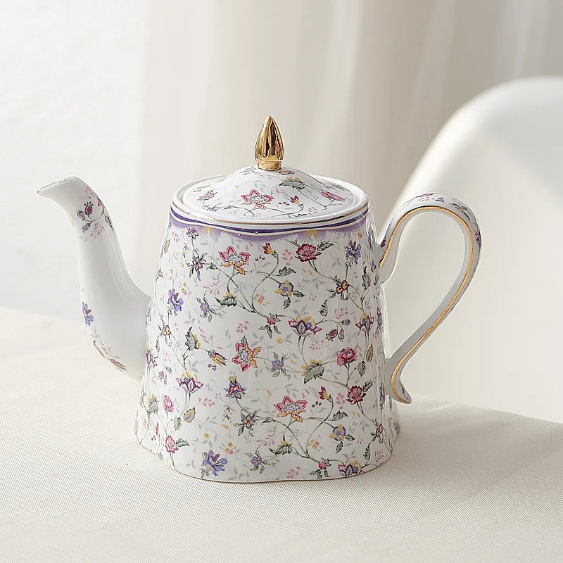 Afralia™ Rural Flowers Ceramic Cup & Saucer Set for Dining Table and Coffee, Classical Design