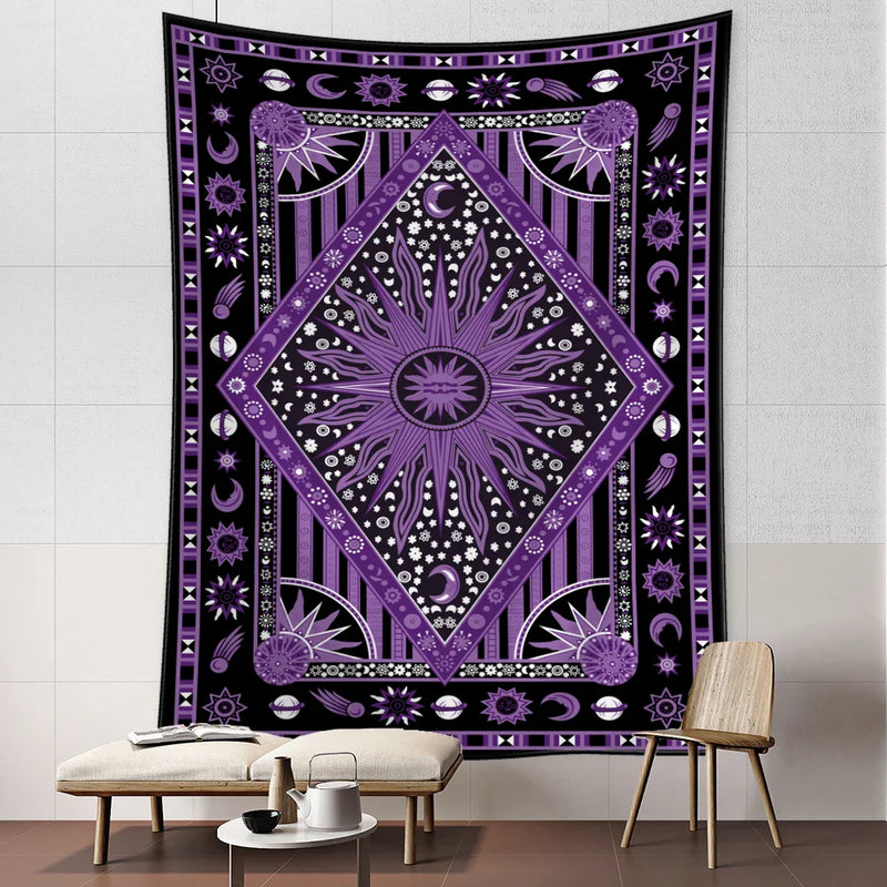 Afralia™ Psychedelic Sun Planet Tarot Tapestry for Home Decor