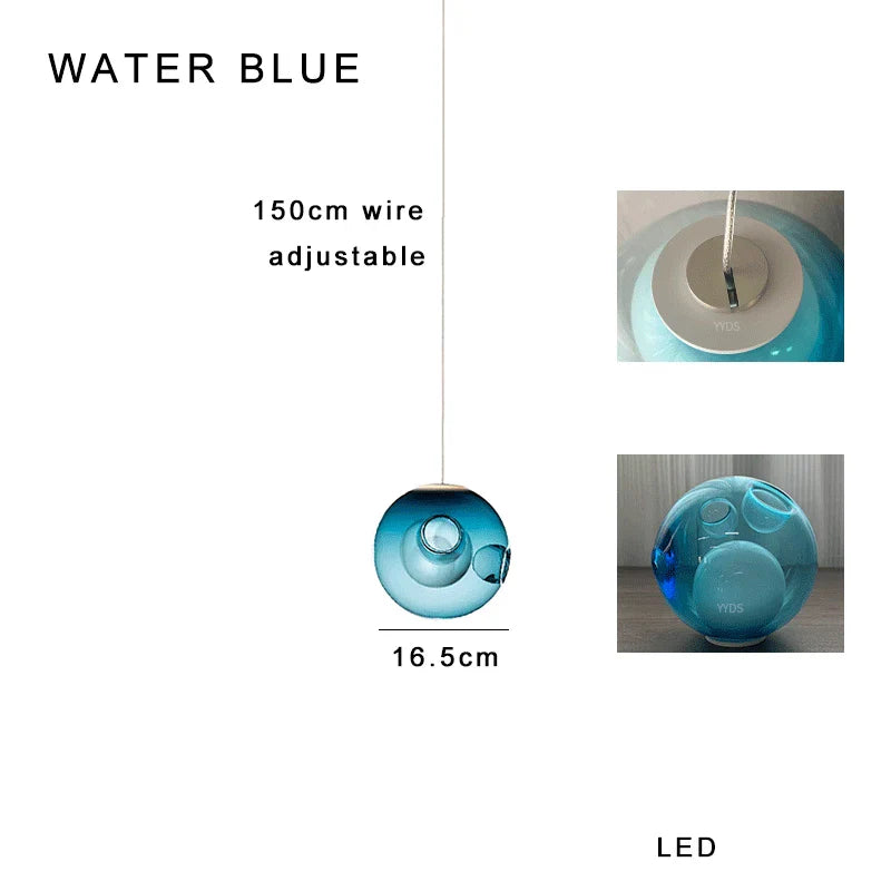 Afralia™ Clear Glass Pendant Light Dimmable LED Luxury Hanging Lamp