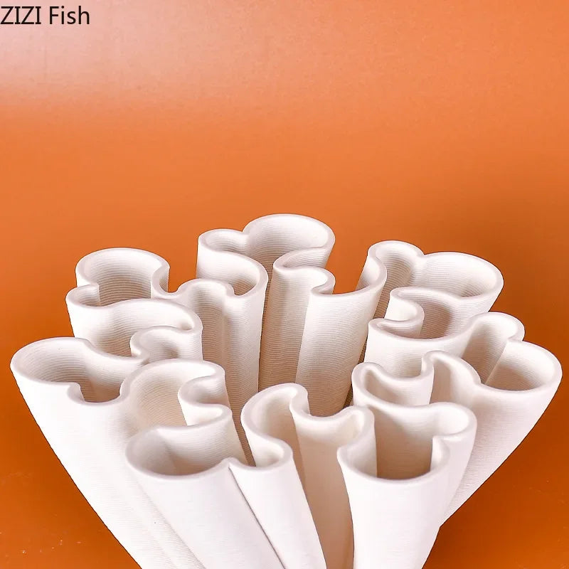 Afralia™ Ceramic Vase Plant Pots White Porcelain Floral Desk Decor Crafts Flower Pots