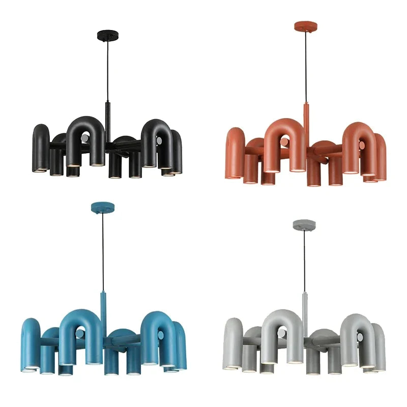 Afralia™ LED Macaron Pendant Chandelier - Modern U Shape Hanging Lamp