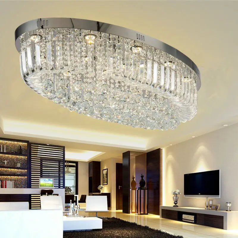 Afralia™ Crystal Dining Room Ceiling Light Modern LED K9 Crystals Gold / Chrome