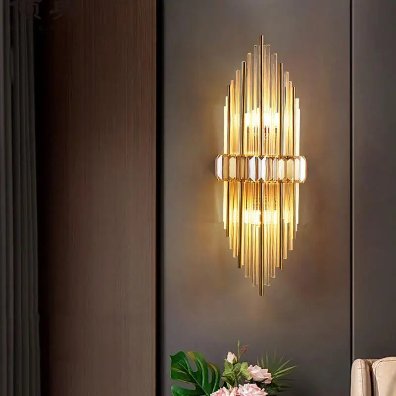 Afralia™ Crystal Strip LED Wall Lamp for Living Room, Bedroom, Study, Balcony Lighting