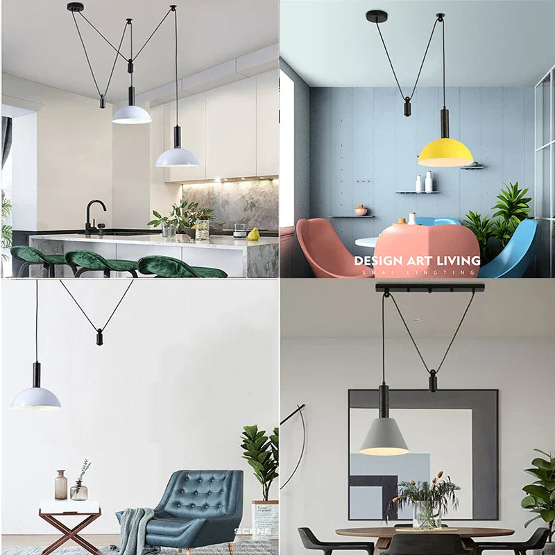 Afralia™ Nordic Pulley LED Pendant Lights for Dining Room Kitchen Island
