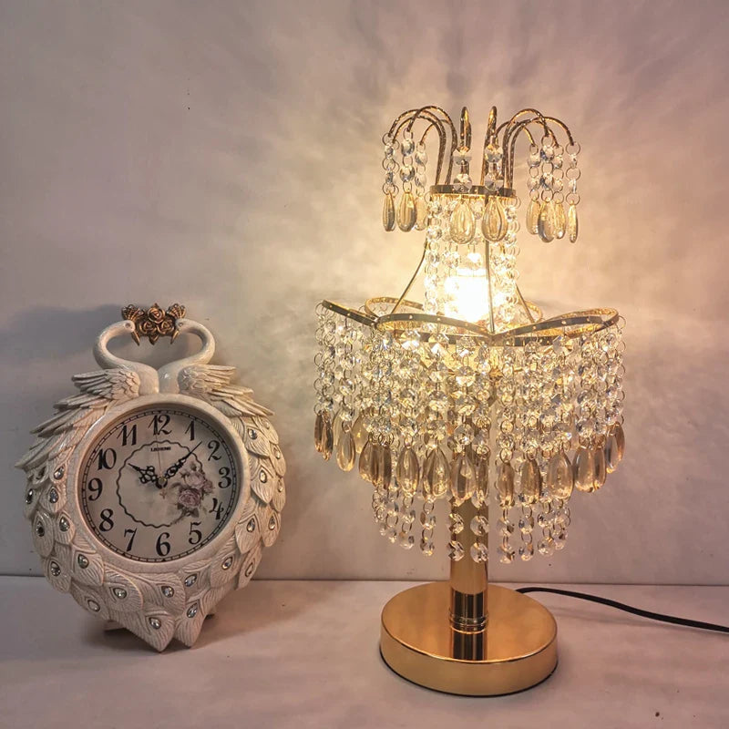 Afralia™ Crystal Table Lamps: Elegant Living Room Princess Bedroom Decor