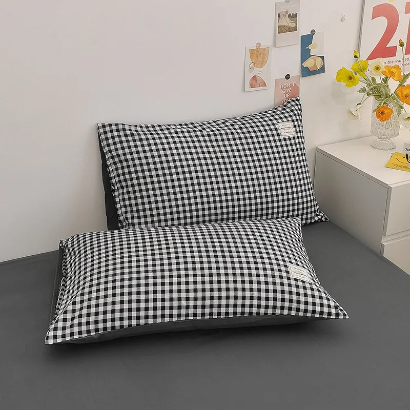 Afralia™ Striped Grid Printed Bedding Sets: Japanese Comfort for Summer