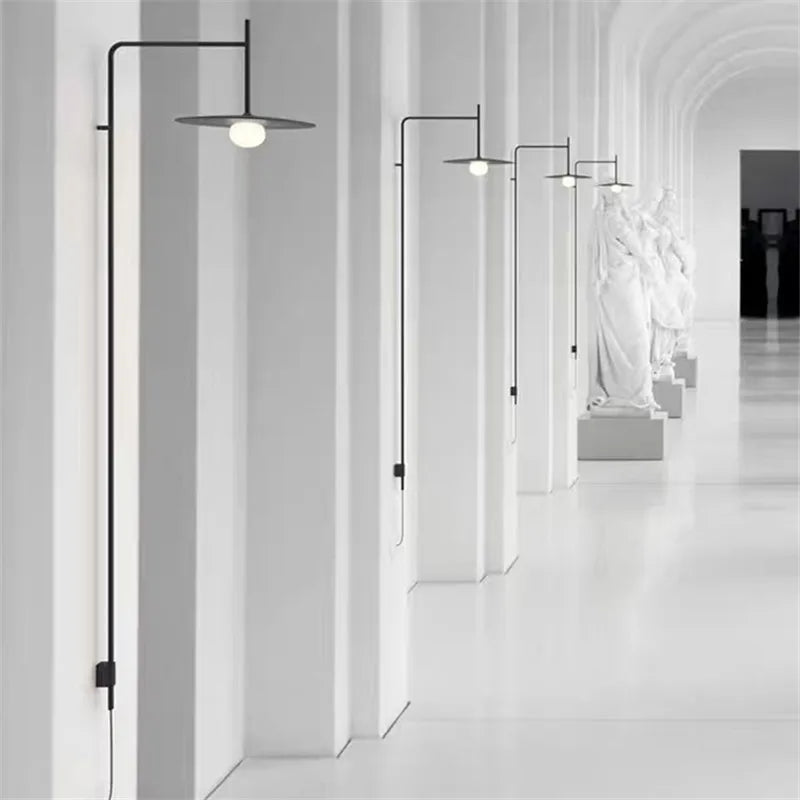 Afralia™ LED Glass Art Wall Lamp with Long Rocker Arm for Living Room and Studio