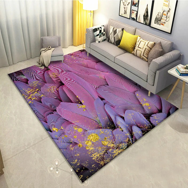 Feather Print Velvety Home Carpets by Afralia™: Quality Rugs for Living Room and Bedroom