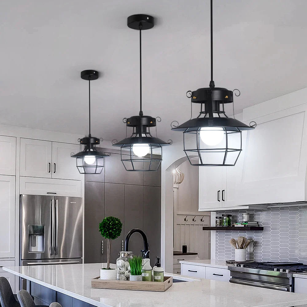 Afralia™ Retro Industrial Pendant Light Fixture for Kitchen Island Dining Room Decor