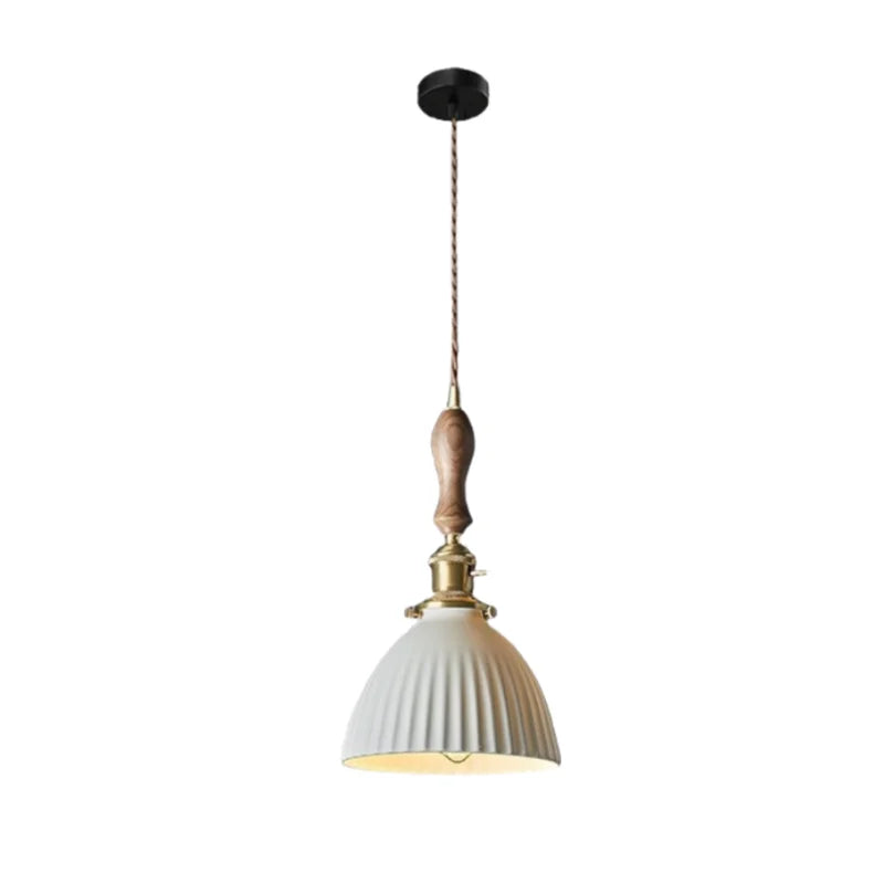 Afralia™ White Ceramic Brass LED Pendant Light - Vintage Japanese Hanglamp