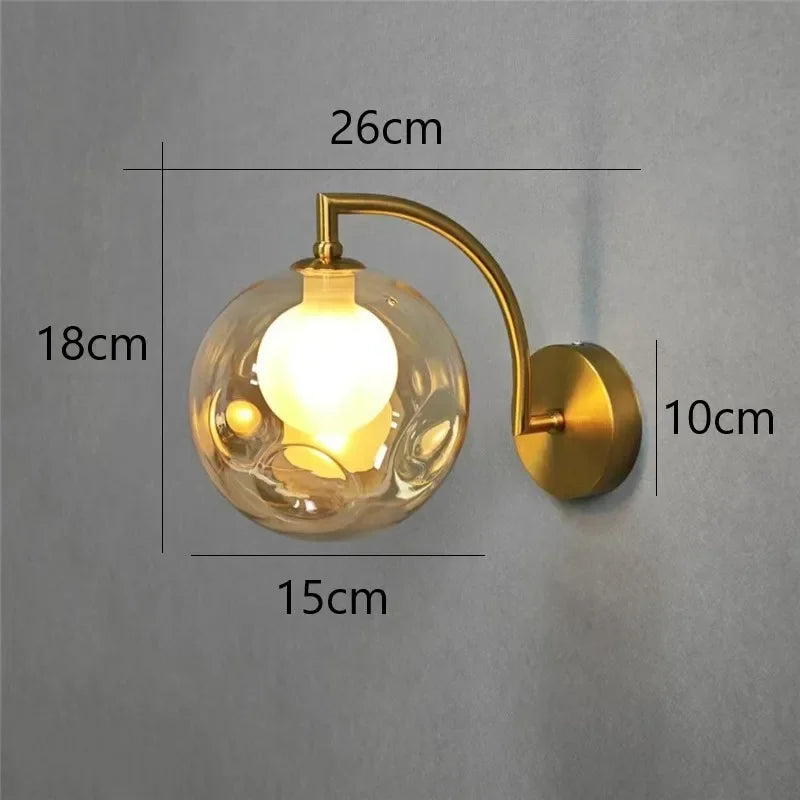 Afralia™ Glass Ball LED Wall Sconce for Living Bedroom Dining Kitchen - Minimalist Design