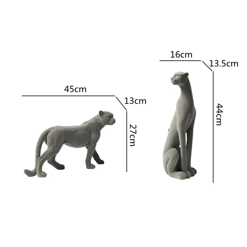 Afralia™ Leopard Flocking Sculpture Cheetah Pendant Home Decor Figurine