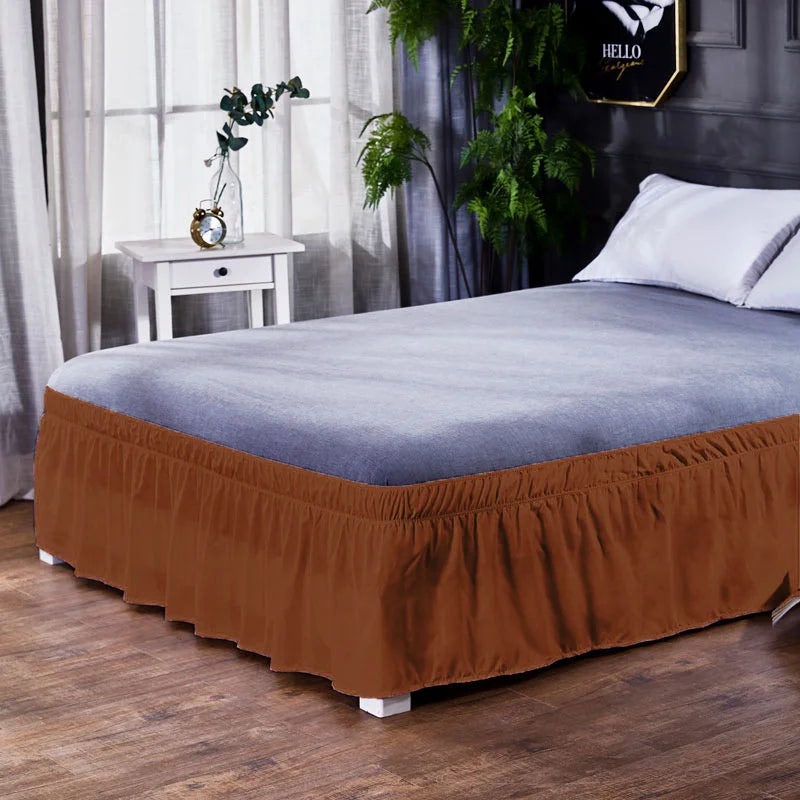 Afralia™ Solid Color Ruffles Elastic Bed Skirt - Washable Bedroom Decor Home Wrap Skirt
