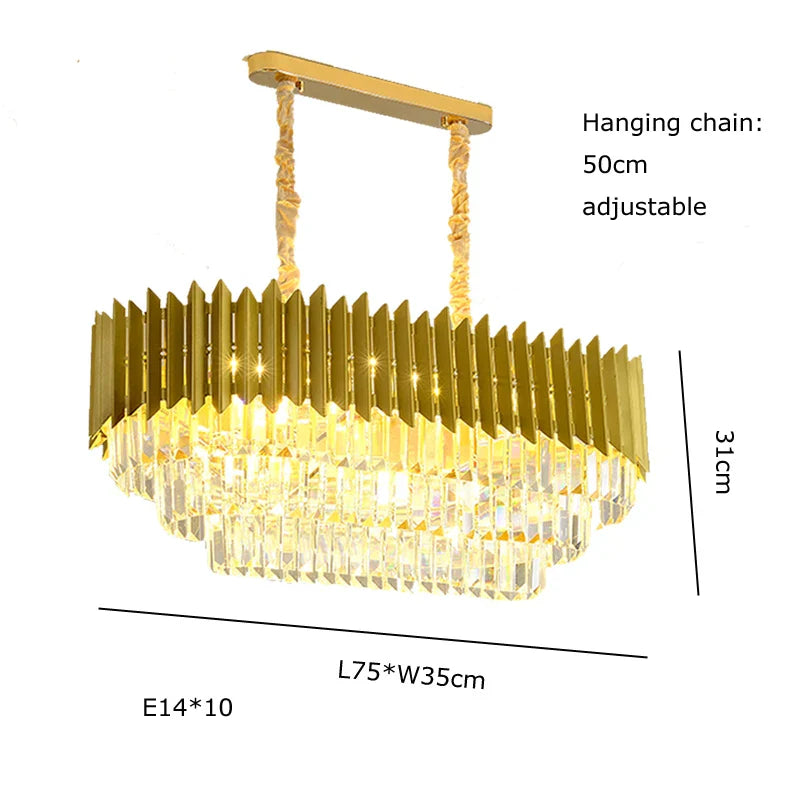 Afralia™ Modern Golden Crystal Pendant Chandelier for Luxurious Living Room Decor