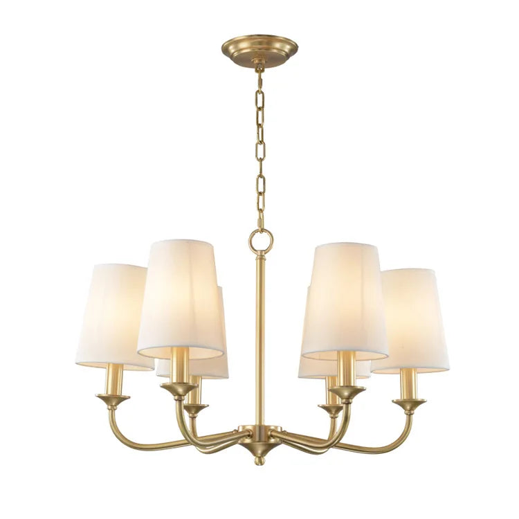 Afralia™ Rural Fabric Gold Pendant Chandelier for Living Room, Bedroom, and Restaurant Lighting