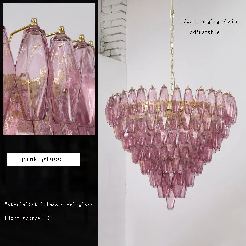 Afralia™ Elegant Murano Amber Glass LED Chandelier for Dining Room