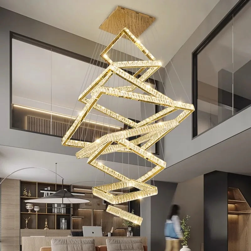 Afralia™ Crystal Chandelier: Elegant Living Room & Stair Pendant Light