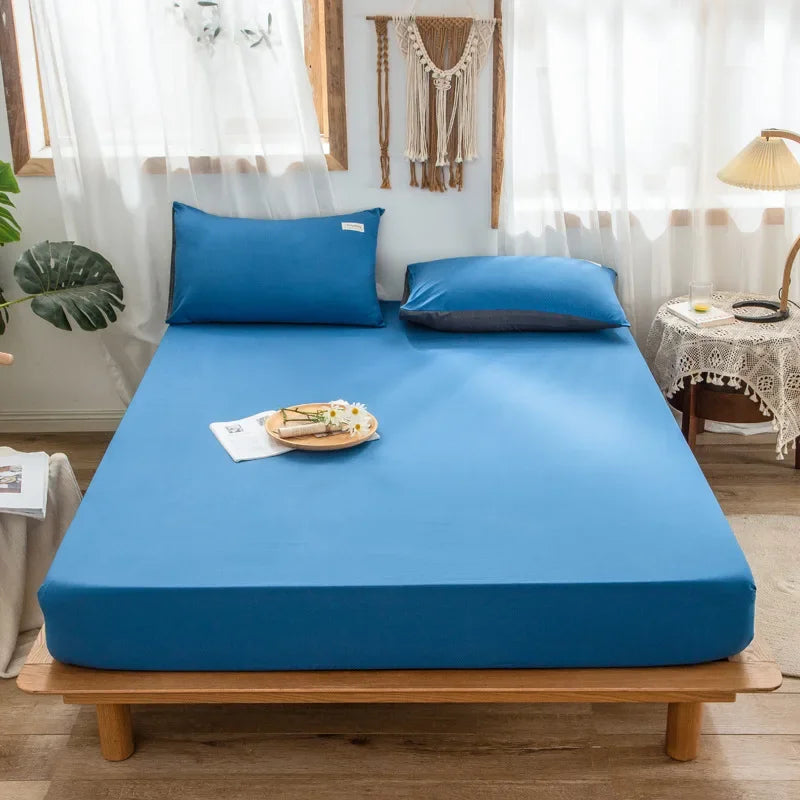 Afralia™ Thicken Sanded Double Bed Fitted Sheet Set with Pillow Covers