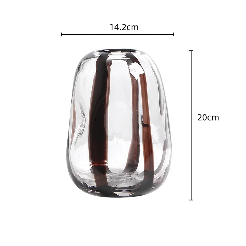 Afralia™ Striped Glass Vase for Home Decor and Floral Arrangements.