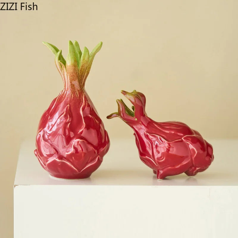 Afralia™ Pitaya Ceramic Vase for Desk Decor and Flower Arrangement