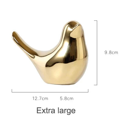 Nordic Ceramic Gold Bird Figurine Set by Afralia - Home Decoration Sculpture Ornament