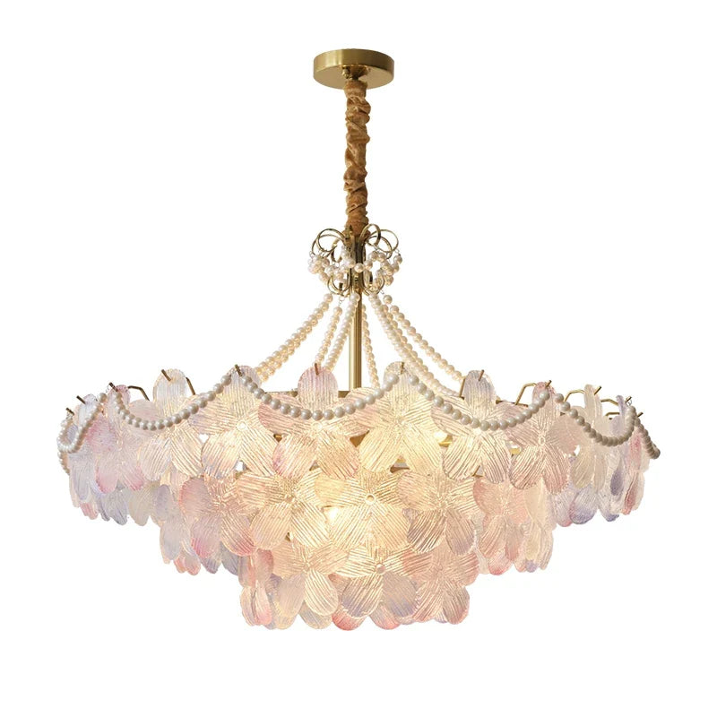 Afralia™ Crystal Snow Petals Chandelier | Modern French Living Room Lighting