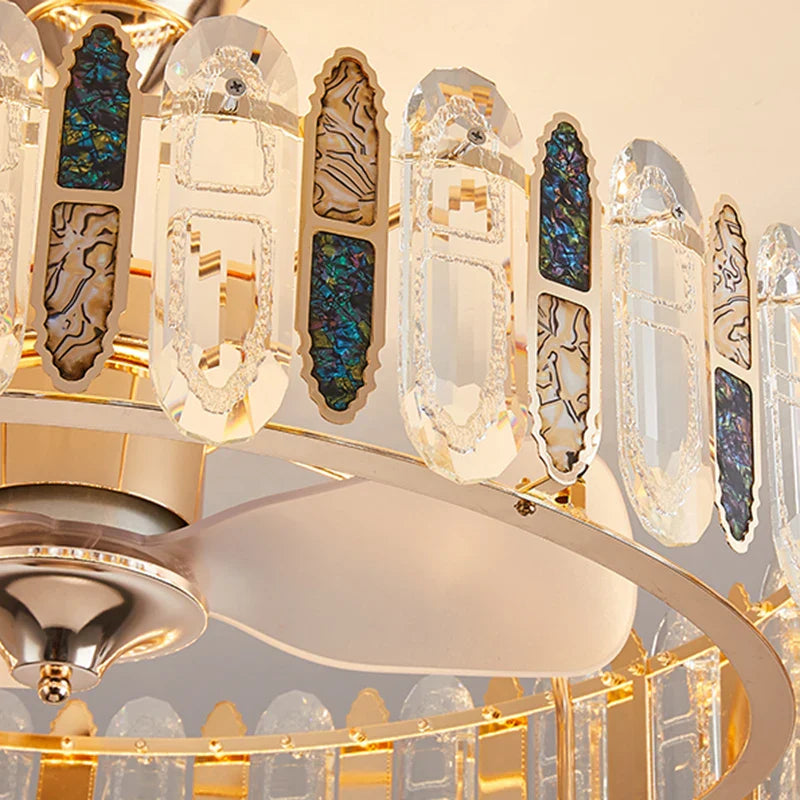 Afralia™ Crystal Invisible Fan Pendant Light, Silent Smart Home Lighting for Living Room