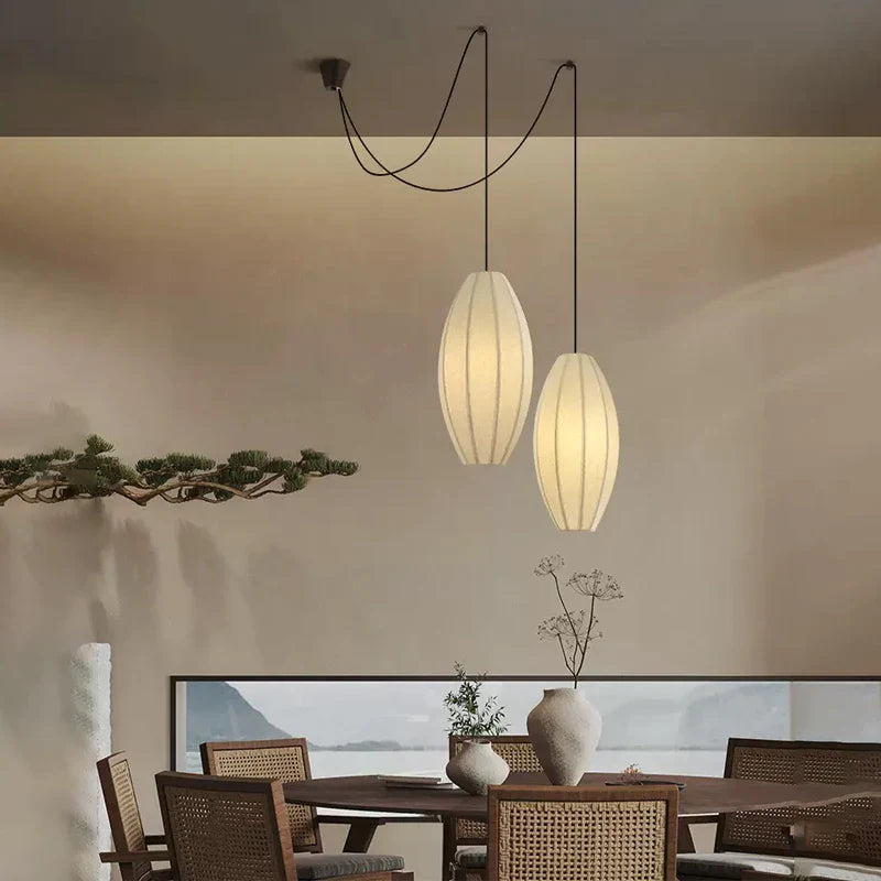 Afralia™ Nordic Silk Chandelier LED Pendant Lights for Home Dining Room