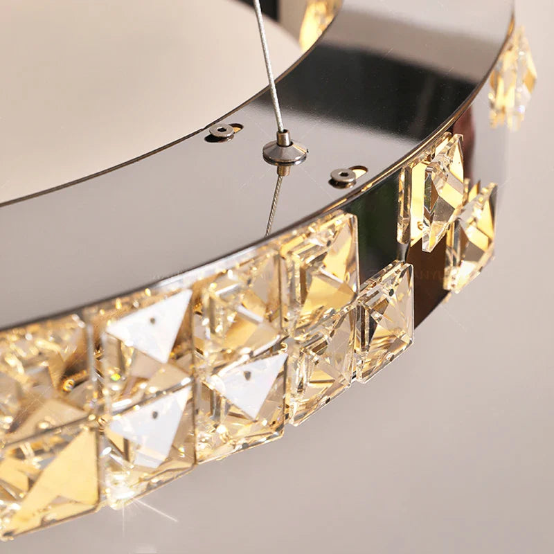 Afralia™ Luxury Crystal Pendant Chandelier with LED Lights for Dining, Bedroom, and Living Room