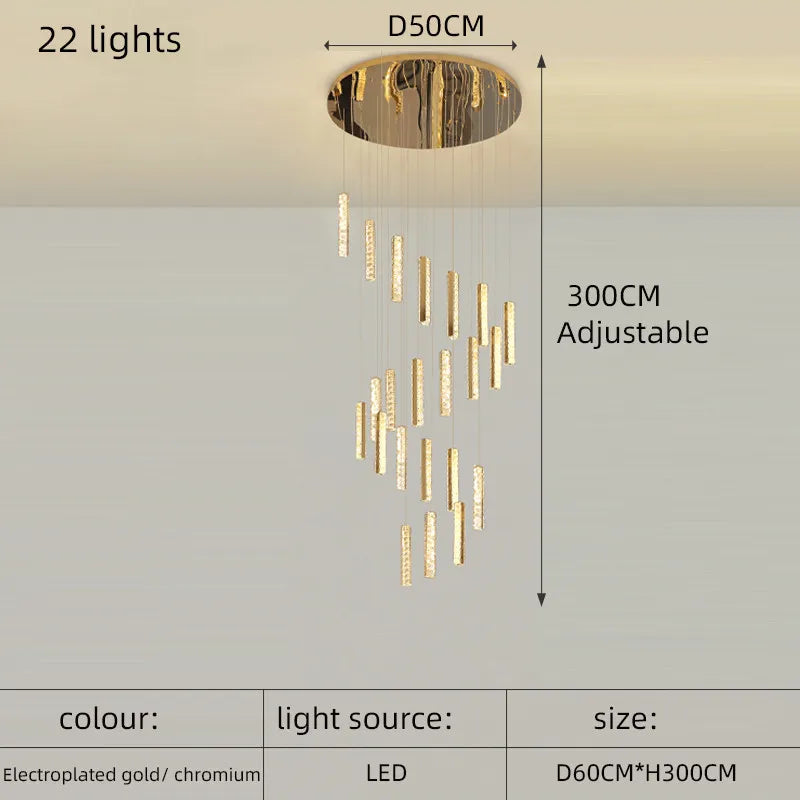 Afralia™ Crystal Spiral Chandelier - Silver/Gold Luxury Lighting for Living Room, Kitchen, & Restaurant