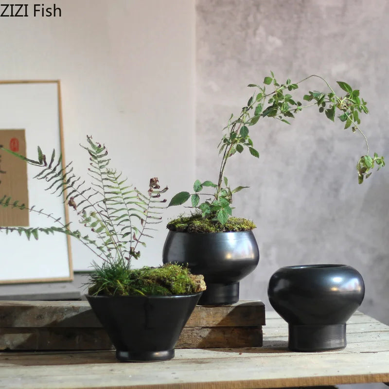 Ceramic Floral Vase Set Afralia™ Aesthetic Desk Decor Minimalist Room Flowers Arrangement