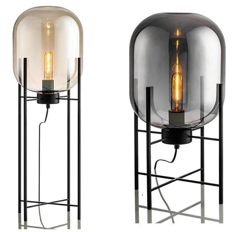 Afralia™ Oda Pulpo Glass Bubble Floor Lamp LED Iron Art Decorative Standing Light