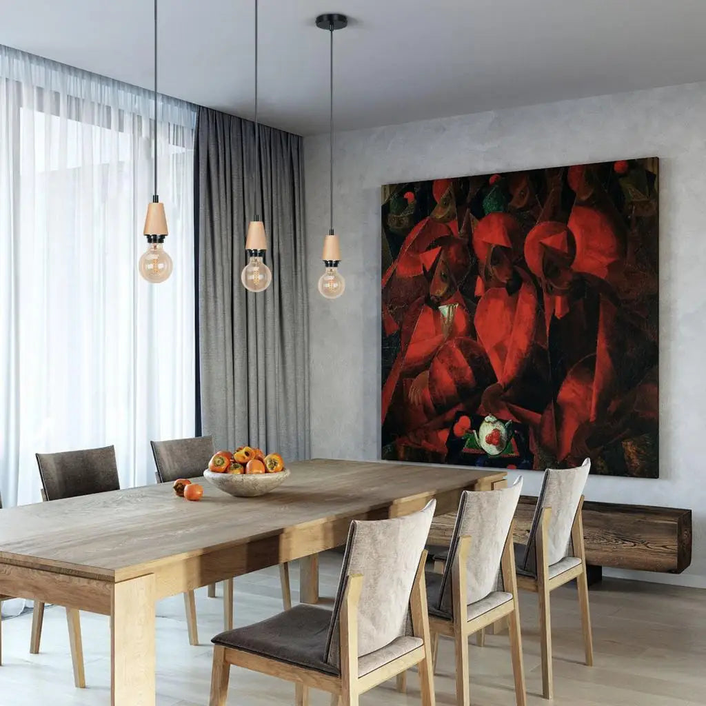 Afralia™ Nordic LED Pendant Light Iron Wooden Minimalist Ceiling Hanging Lamp