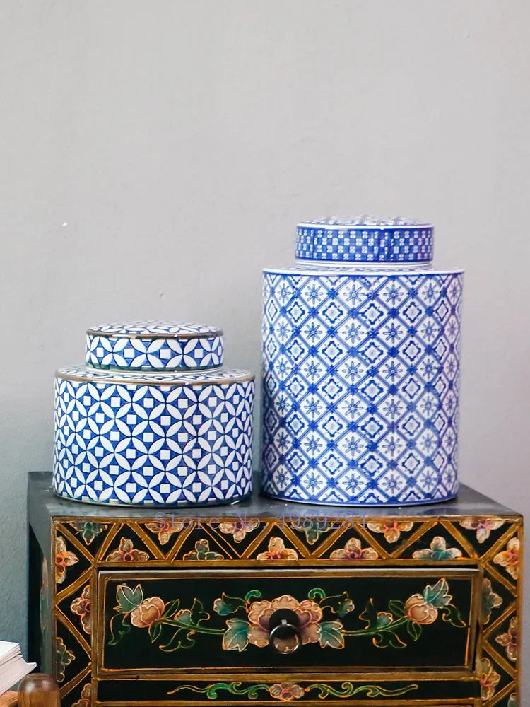 Afralia™ Chinese Retro Ceramics Golden Vase with Cover for Home Décor and Organization