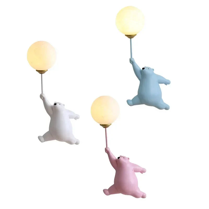 Afralia™ Polar Bear LED Sconce: Creative Wall Lighting for Family Theme Hotel Kid Children Bedroom