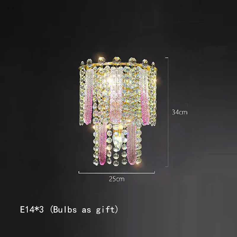 Afralia™ Gold Feather Crystal Tassel Chandelier & Ceiling Light Fixture
