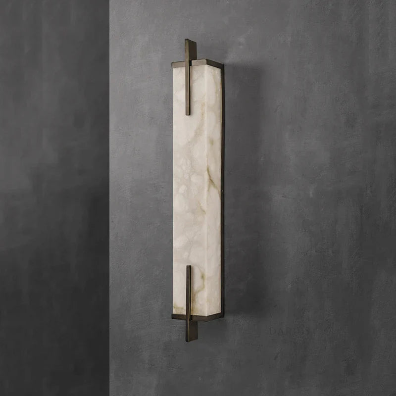 Afralia™ Neo-Chinese Brass Marble Wall Lamp 60CM LED for Living Room and Bedroom