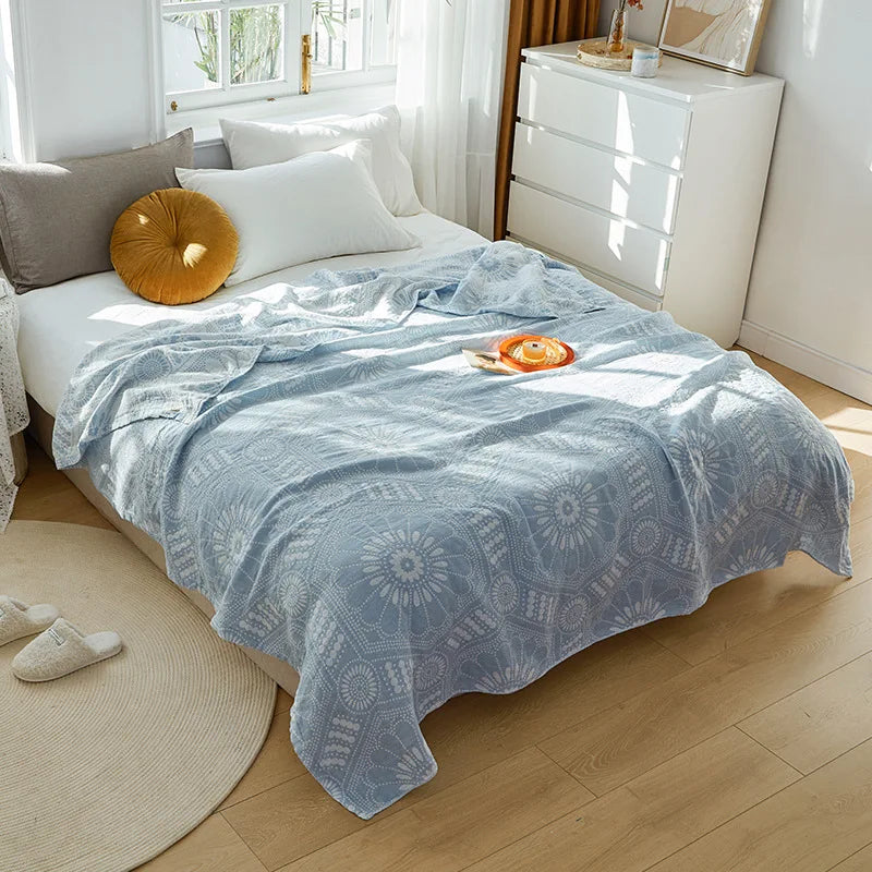 Afralia™ Nordic Cotton Gauze Throw Blanket for Sofa Bed, Boho Style Comforter Plaid