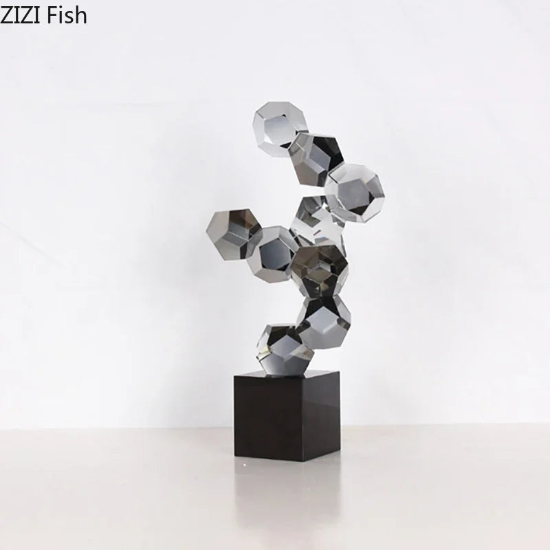 Afralia™ Geometric Crystal Ball Desk Ornament: Abstract Crafts Crystal Artwork for Aesthetic Room Decor