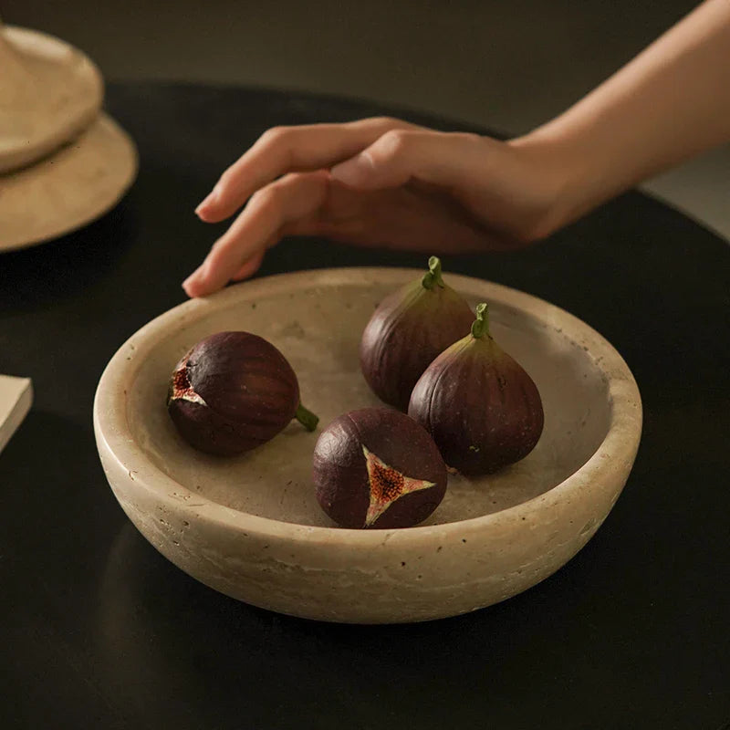 Travertine Decorative Bowl for Home Decor by Afralia™